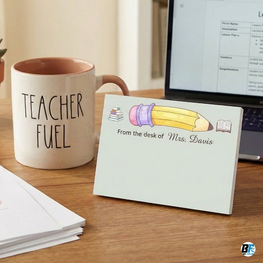 Post-it® Personalized Teacher From The Desk Of Pencil & Bk