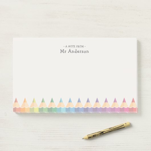 Post-it® Personalized Teacher's Name Colorful Pencils (Sur un bureau)