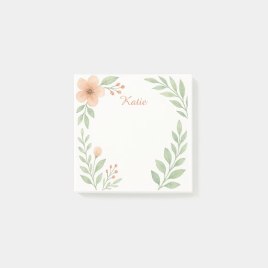 Post-it® Personalized Watercolor Botanical Sticky Notes (Devant)