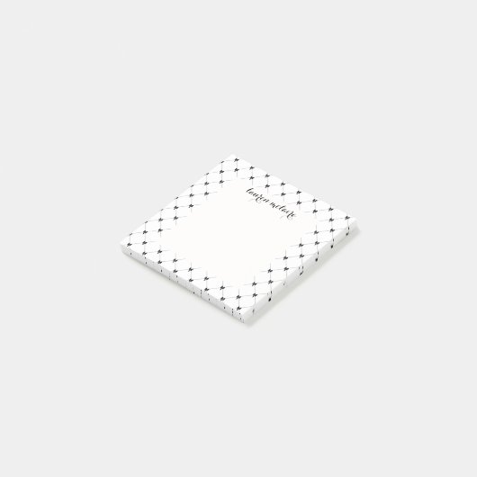 Post-it® Personalized White & Black Bow Script (Incliné)