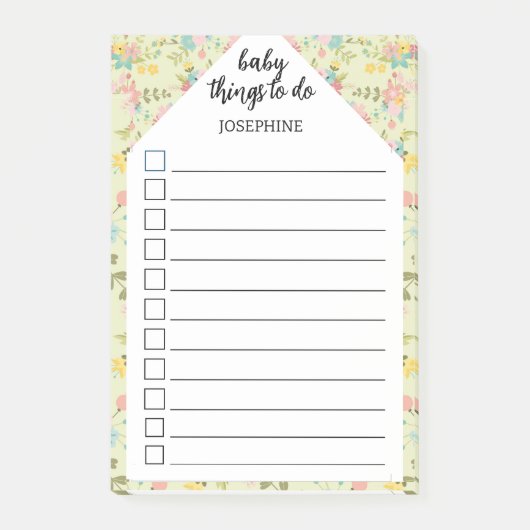 Post-it® Personalized Yellow Pink Green  baby things to do (Devant)