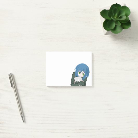 Post-it® Personnage d'Anime Coiffure bleue (Bureau)