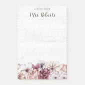 Post-it® Personnalisé Boho Rustique Floral Enseignant (Devant)