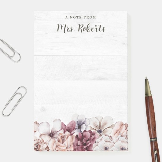 Post-it® Personnalisé Boho Rustique Floral Enseignant