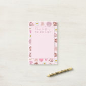Post-it® Personnalisé Monogramme Coquette Cute Girl Rose Fe (Sur un bureau)
