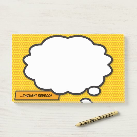 Post-it® Personnalisé Nom Think Bubble Fun Comic Book (Sur un bureau)