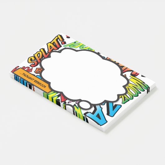 Post-it® Personnalisé Nom Think Bubble Fun Comic Book (Incliné)
