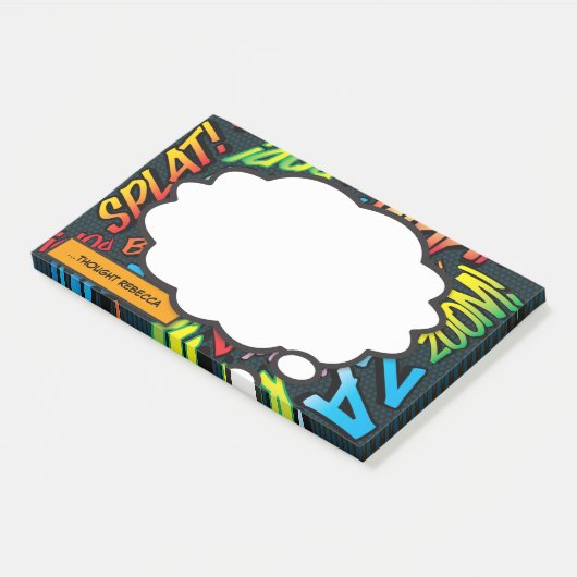 Post-it® Personnalisé Nom Think Bubble Fun Comic Book (Incliné)