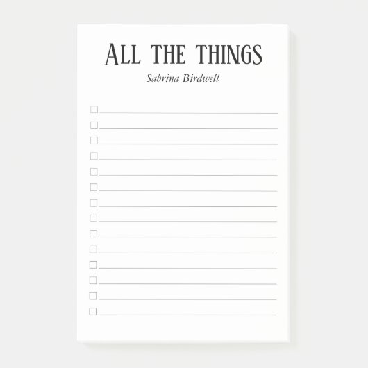 Post-it® Personnalisé Toutes les choses | Pour faire la lis (Devant)