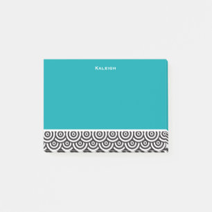Post-it® Personnalisé Turquoise Noir et Blanc Rétro