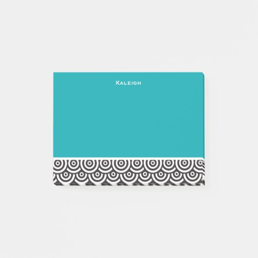 Post-it® Personnalisé Turquoise noir et blanc rétro (Devant)