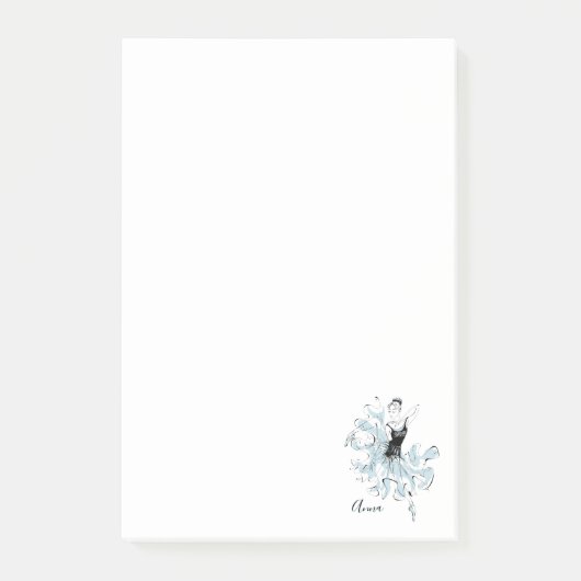 Post-it® Personnaliser Ballerina Sketch en bleu (Devant)