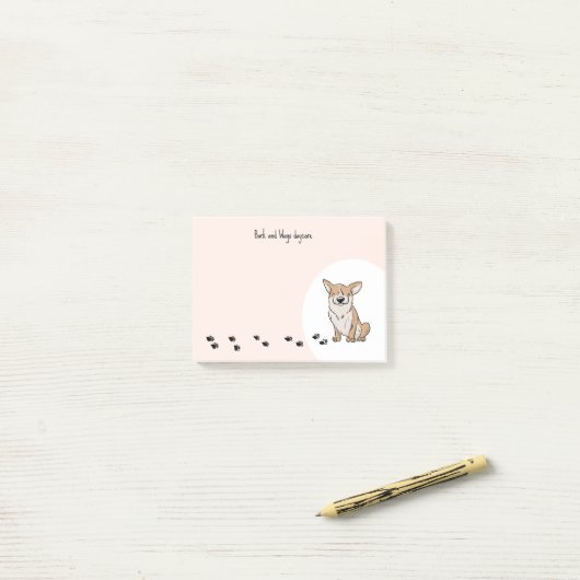 Post-it® Personnaliser Corgi (Sur un bureau)