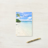 Post-it® Personnaliser de plage tropicale Message, Lignes g (Sur un bureau)