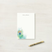 Post-it® Personnaliser la note Aquarelle Peacock Feather (Sur un bureau)