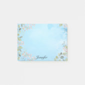 Post-it® Personnaliser Nom Blue Sky Simple Frontière Floral (Devant)