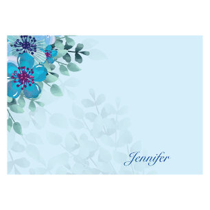 Post-it® Personnaliser Nom Fleurs Bleues Plutôt Personnalis