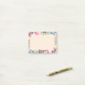 Post-it® Personnaliser Nom Flower Border Floral (Sur un bureau)