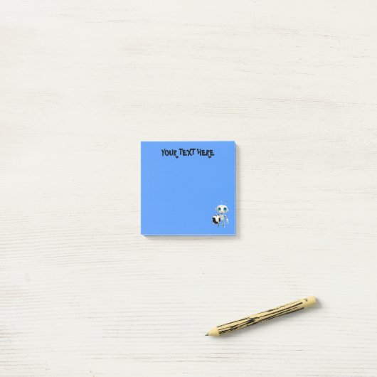 Post-it® Personnaliser votre nom Texte Bleu Robot (Sur un bureau)
