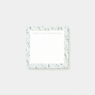 Post-it® Petit bloc-notes adhésif floral aquarelle vert ble