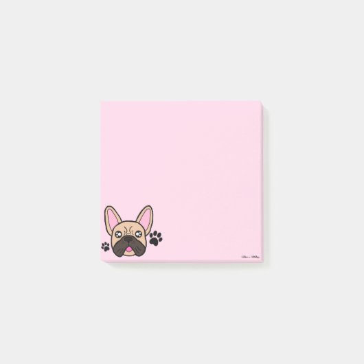 Post-it® Petit Bulldog français Kawaii rose pâle (Devant)