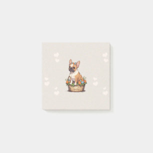 Post-it® Petit Chien-taureau français dans un panier avec c