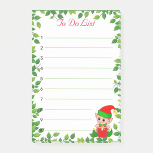 Post-it® Petit Elfe Mignon & Cadre de Feuille Verte sur Lig