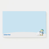 Post-it® Petit manchot avec boule de neige faisant signe av (Devant)