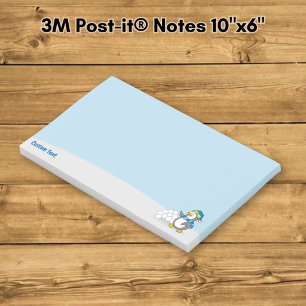 Post-it® Petit manchot avec boule de neige faisant signe av