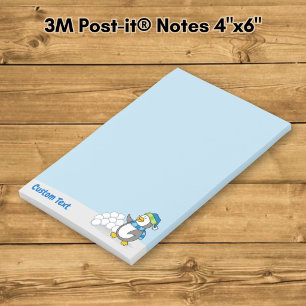 Post-it® Petit manchot avec boule de neige faisant signe av