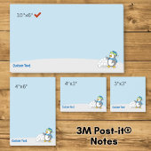 Post-it® Petit manchot avec boule de neige faisant signe av
