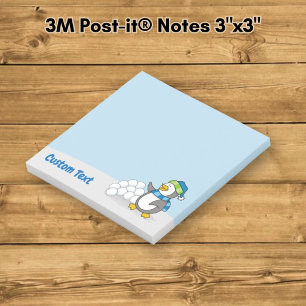 Post-it® Petit manchot avec boules de neige agitant