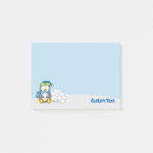 Post-it® Petit pingouin assis avec des boules de neige (Devant)