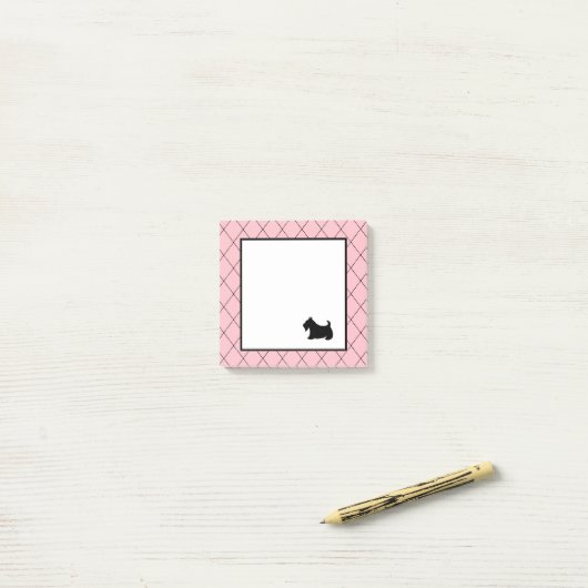 Post-it® Petit Pink Scottish Terrier Post Il Notes (Sur un bureau)