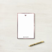 Post-it® Petit Rose en marbre doré Oiseau et bordure en bla (Sur un bureau)