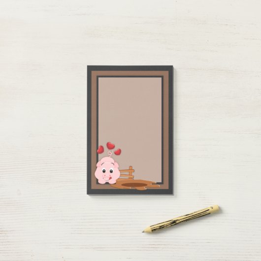 Post-it® Petit Rose Piggy (Sur un bureau)