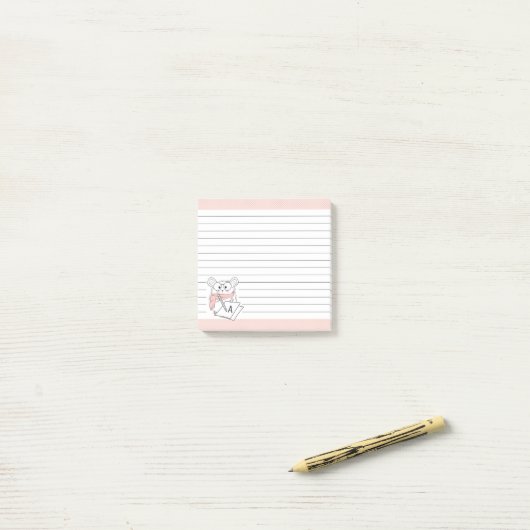 Post-it® Petite Hamster Monogramme Pink Notes (Sur un bureau)