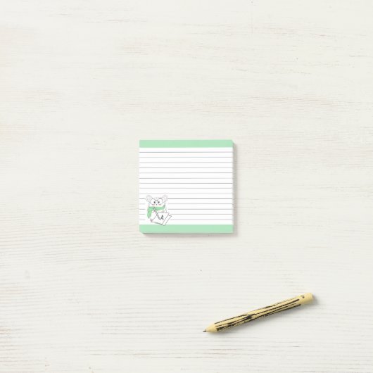 Post-it® Petite Hamster Monogramme Vert Notes (Sur un bureau)