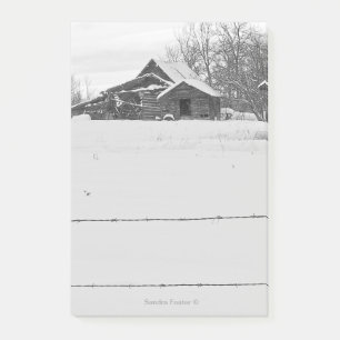 Post-it® Petites cabanes avec la scène d'hiver de barrière