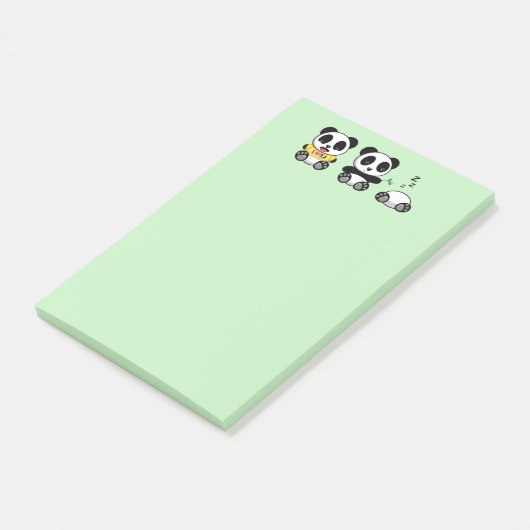 Post-it® Petites pandas mignonnes sur vert (Incliné)