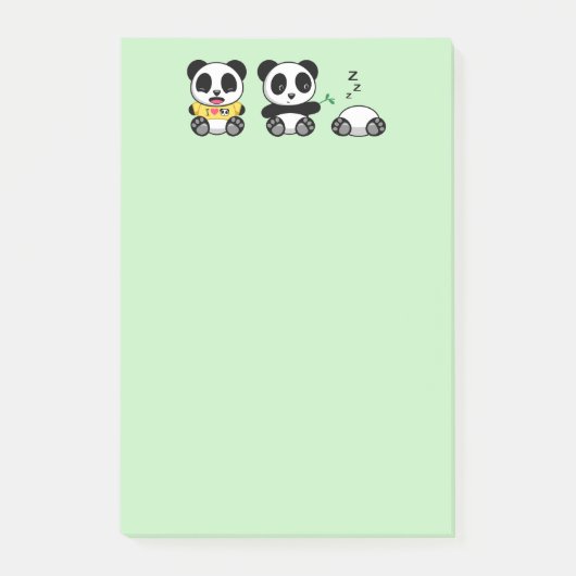 Post-it® Petites pandas mignonnes sur vert (Devant)
