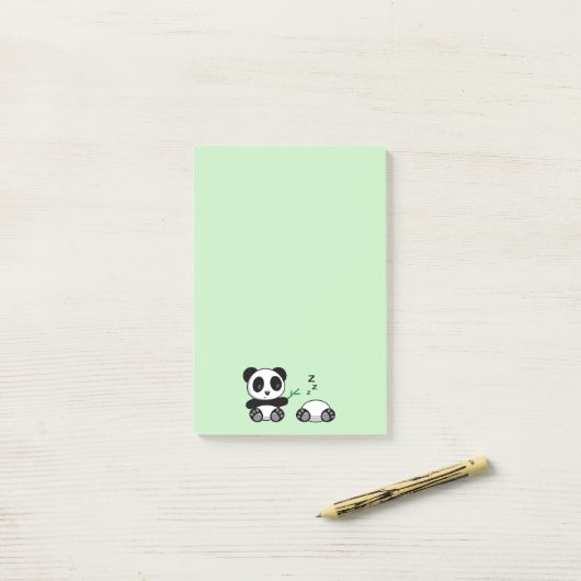 Post-it® Petites pandas mignonnes sur vert (Sur un bureau)