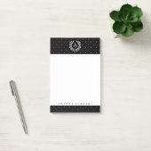 Post-it® Petits points noirs sur fond blanc avec monogramme (Bureau)