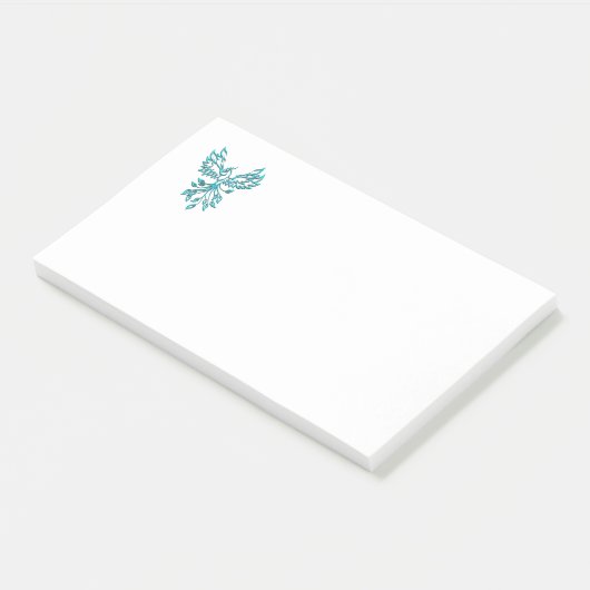 Post-it® Phoenix bleu se lève sur blanc (Incliné)