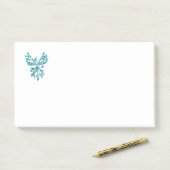 Post-it® Phoenix bleu se lève sur blanc (Sur un bureau)