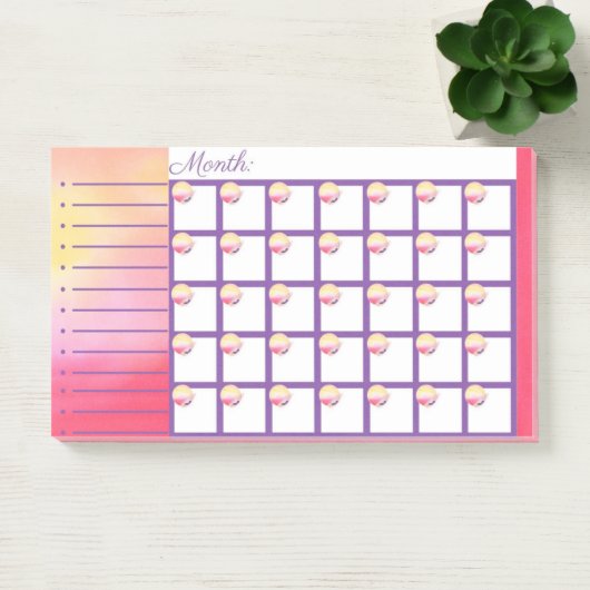 Post-it® Phoenix Fire Monthly Calendar Post It Note Pad (Bureau)