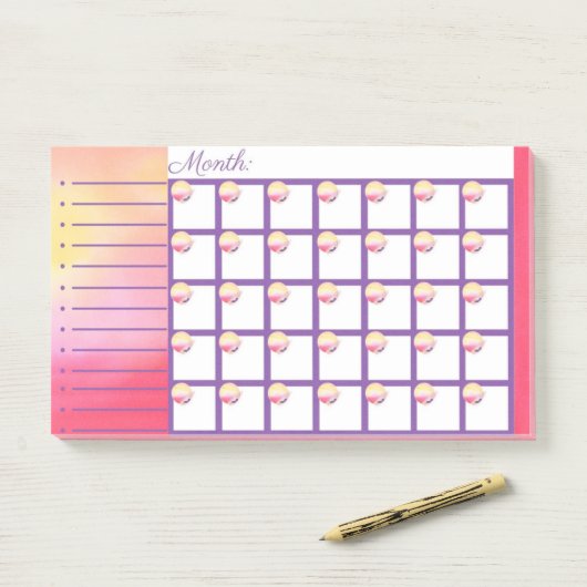 Post-it® Phoenix Fire Monthly Calendar Post It Note Pad (Sur un bureau)