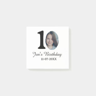 Post-it® photo 10e anniversaire lettre gras nom enfants dat
