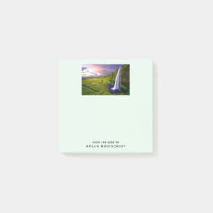 Post-it® Photo de cascade islandaise verte et naturelle