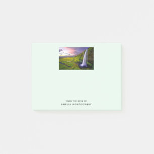 Post-it® Photo de cascade islandaise verte et naturelle